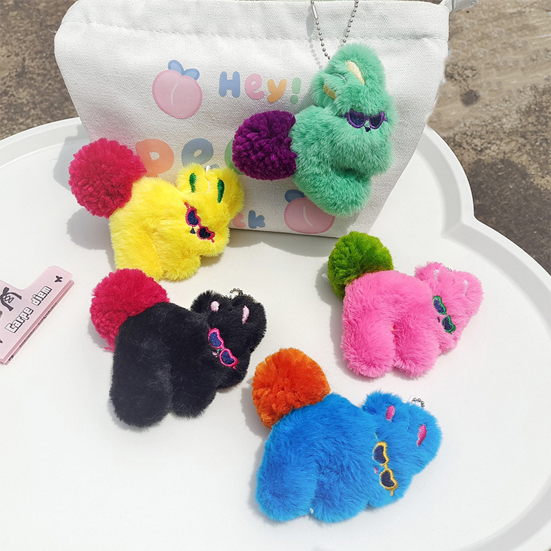 Cartoon Cute Plush Glasses Rabbit Doll Pendant Stuffed Toys Keychains Backpack Hangings Decoration Gifts CF8