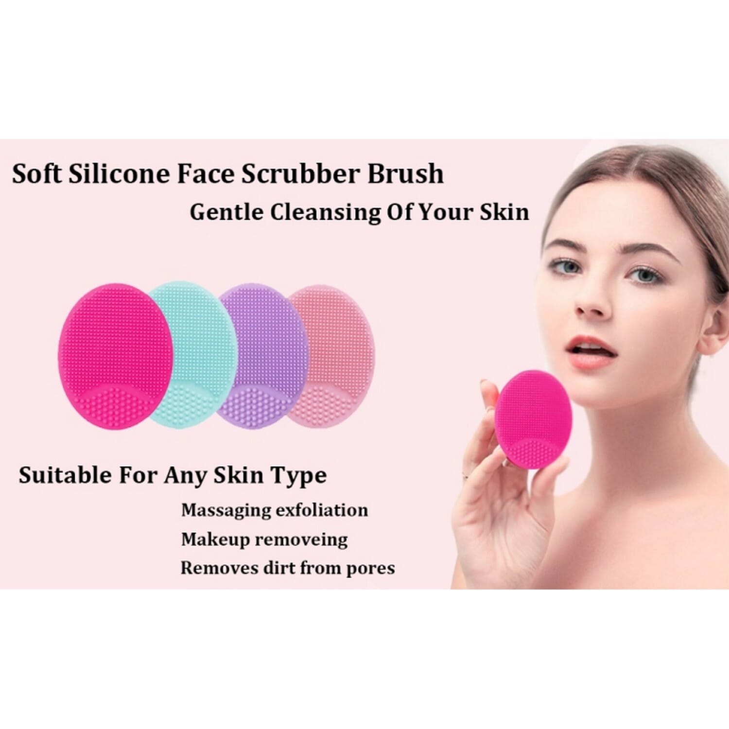 Soft Silicone Facial Cleansing Brush Wash Sponge Massage Pore Blackhead Removing