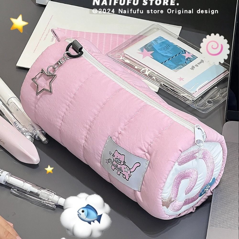 Cartoon Pink Pen Bag Soft Touch Large Capacity Pen Box Cosmetic Bag Boys/Girls