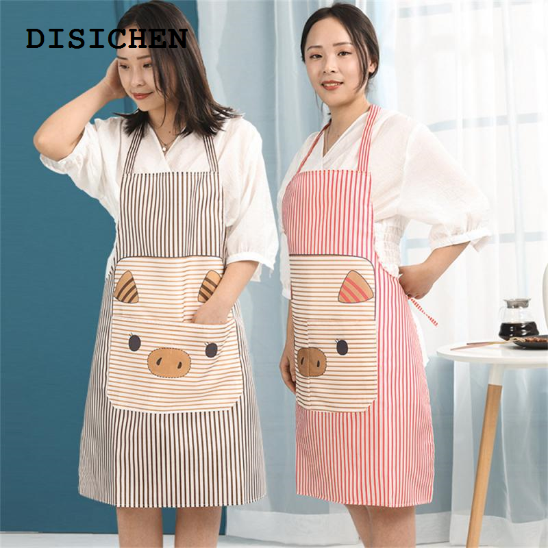DISICHEN Hot Selling Apron Kitchen Wipeable Waterproof Oil-Proof Cooking Baking Sleeveless Aprons for Women Baking BBQ Hairdresser Apron