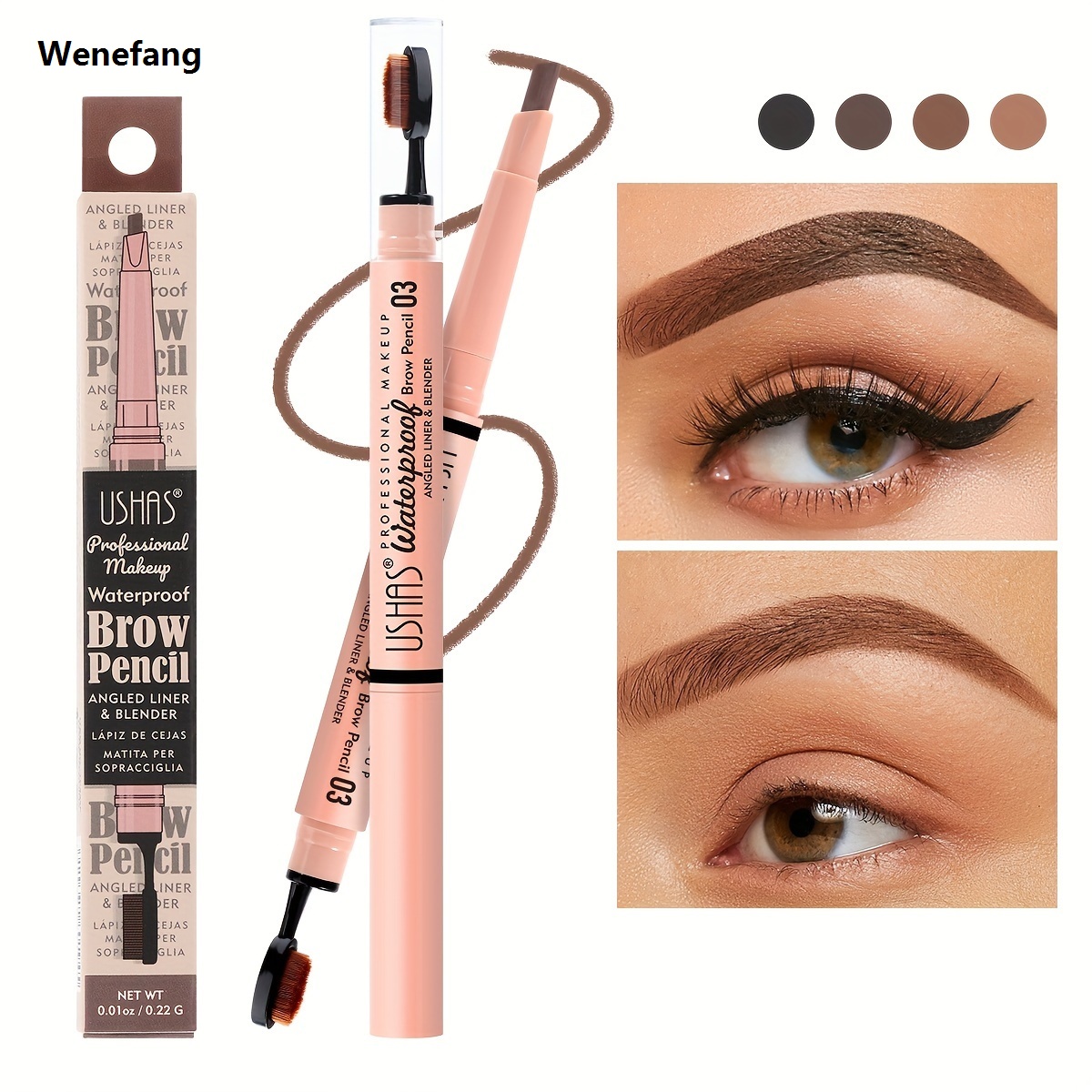Wenefang 4-color rotating eyebrow pencil that is smooth, long-lasting and easy to use