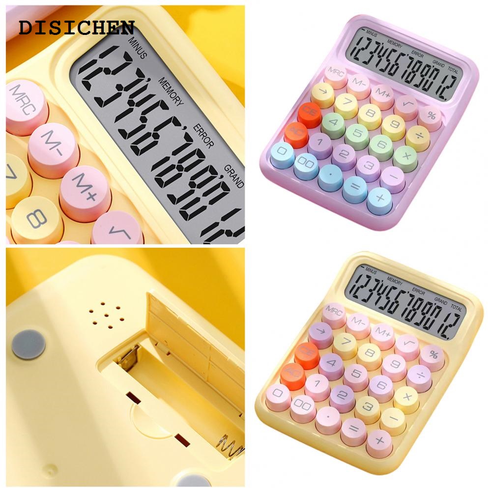 DISICHEN Fashion Calculator Typewriter-Inspired Round Button Large Screen Calculator Portable Easy to Use Calculator for Office School Home