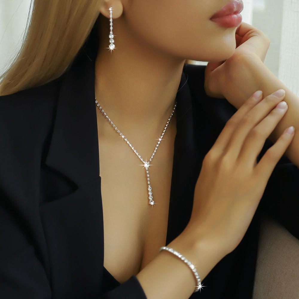 Wedding Earrings Bridal Necklace Banquet Elegant Jewelry Set for Wedding Party Bridesmaids Women