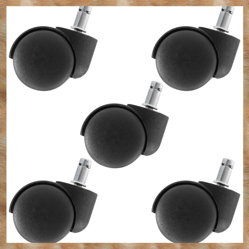 Kqueebee 50mm Office Chair Roller Castor Wheels - Set of 5 - Black