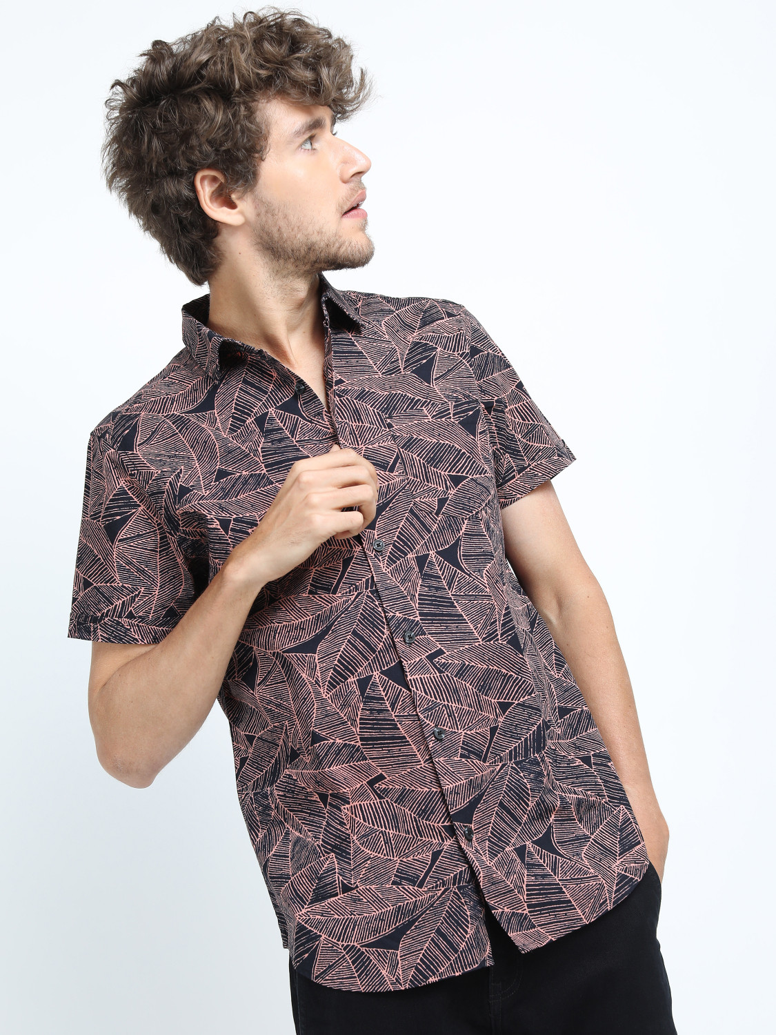 Fabdale Black & Pink Checkered Pure Cotton Slim Fit Casual Shirt for Men | Cut Away Collar Design (HIGH-010)