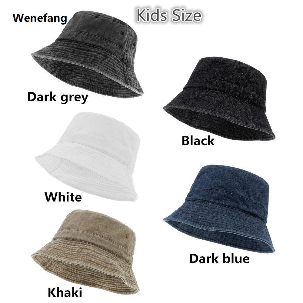 Wenefang Washed Denim Bucket Hat Wide Brim Cotton Fisherman Hat Summer Bargain price Panama Sun Hat Outdoor Beach Fishing Cap For Aldult Kids