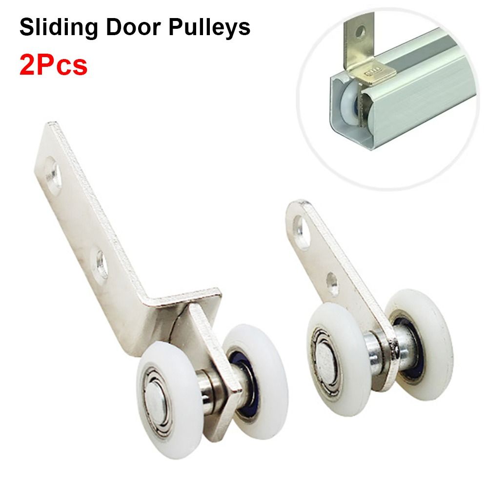 2Pcs New Metal Sliding Door Pulleys with Two Plastic Wheels Smooth Silent Bearing Pulley Block 40x19mm 60x19mm Bearing Wheel Curtain Accessories