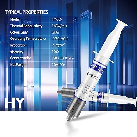 20g HY510 Silicone Thermal Paste - High‑Performance CPU/GPU Heatsink Grease for PC/Laptop Cooling/HY510 20g Silicone Thermal Grease - Heat Transfer Compound for CPU, GPU, VGA, Notebook & LED Chipset