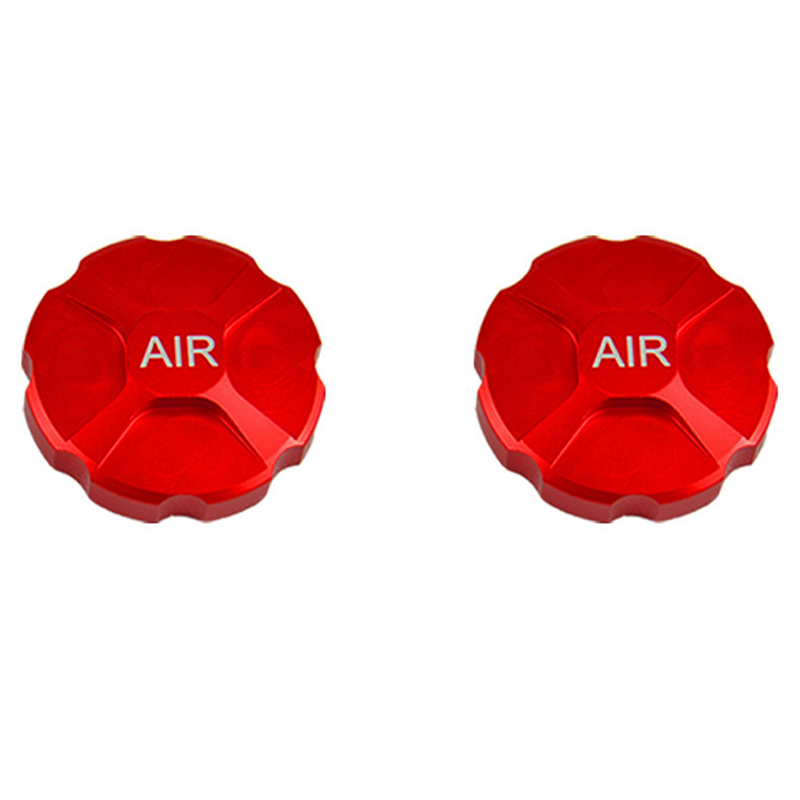 JAERBEE 2X Bicycle Fork Cover Cap Aluminum Alloy Air Fork Nozzle Cover Shock Absorption Front Fork Gas Caps Cover,Red