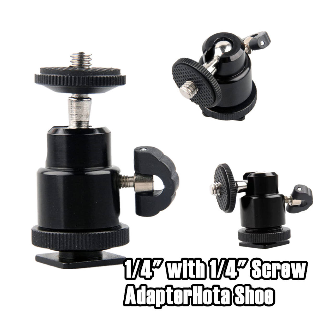 Hot Shoe Mount with 1/4" Tripod Screw Head for Lightweight Light LCD Monitors Flash Photography Studio Action Camera