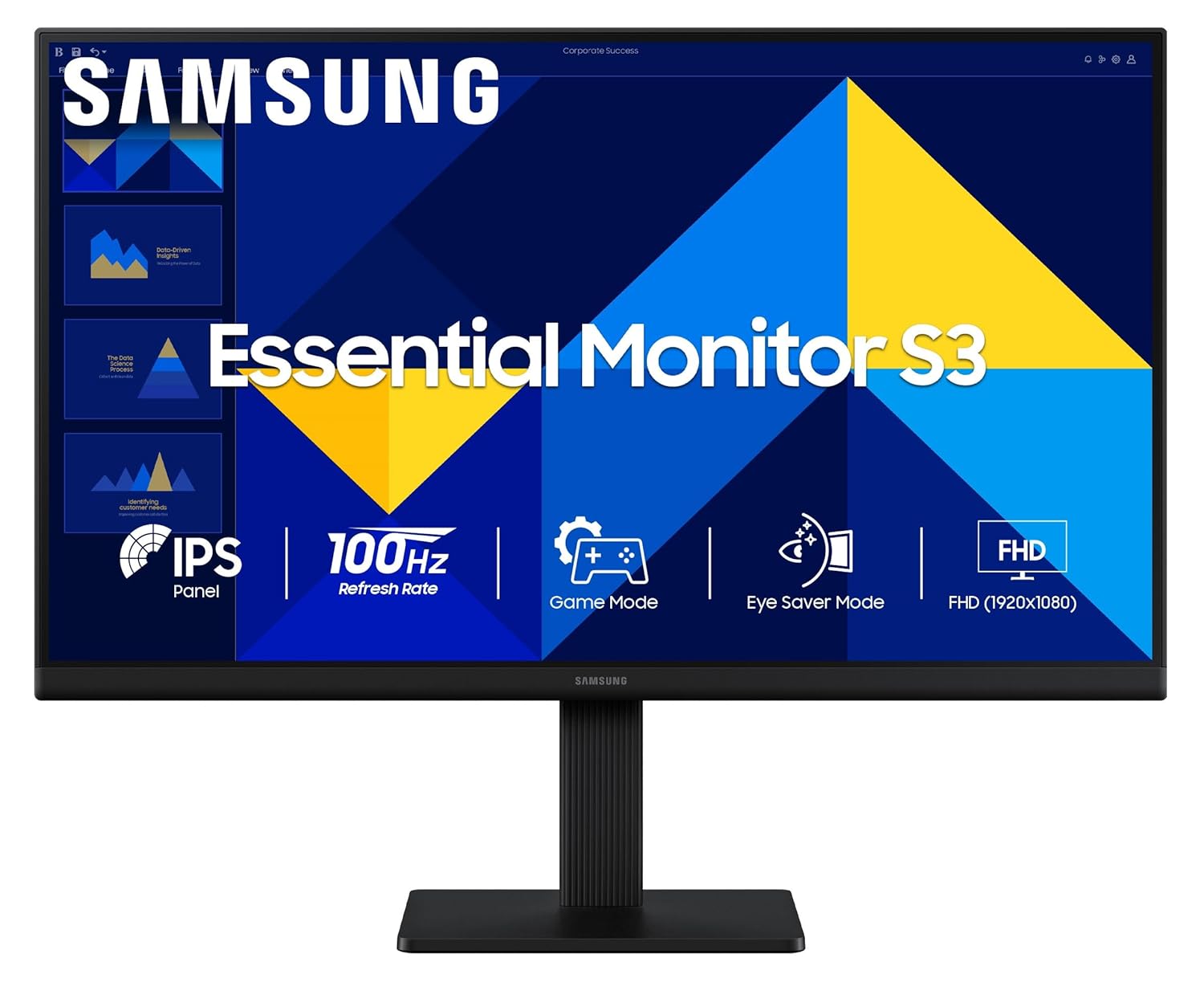 Samsung 27" LS27D300GAEXXS S30GDFlat Monitor|Super Slim Borderless Design|IPS Panel|FHD 1920 x 1080|100 Hz| 5ms | Ports-HDMI,VGA|Game Mode||Eye Saver Mode|