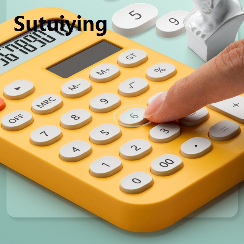 Sutuiying Cute Creative Small Portable Candy Color 12 Digits Electronic Calculator For Home Office School Financial Accounting Tools