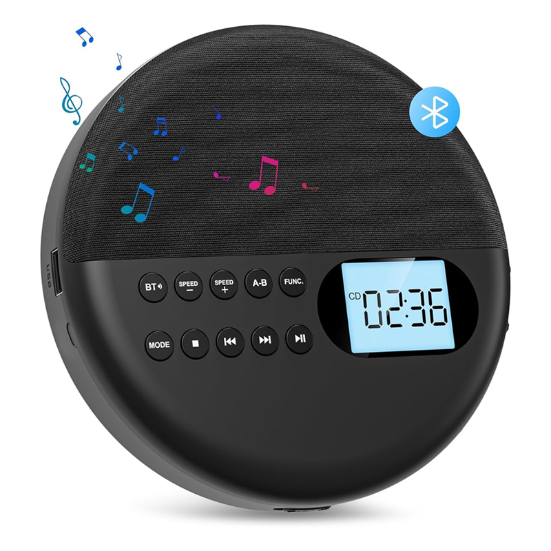 (COKP) Portable CD Player and MP3 Player with Anti Skip Protection and Dual Stereo Speaker, Adjust Bluetooth Player Walkman