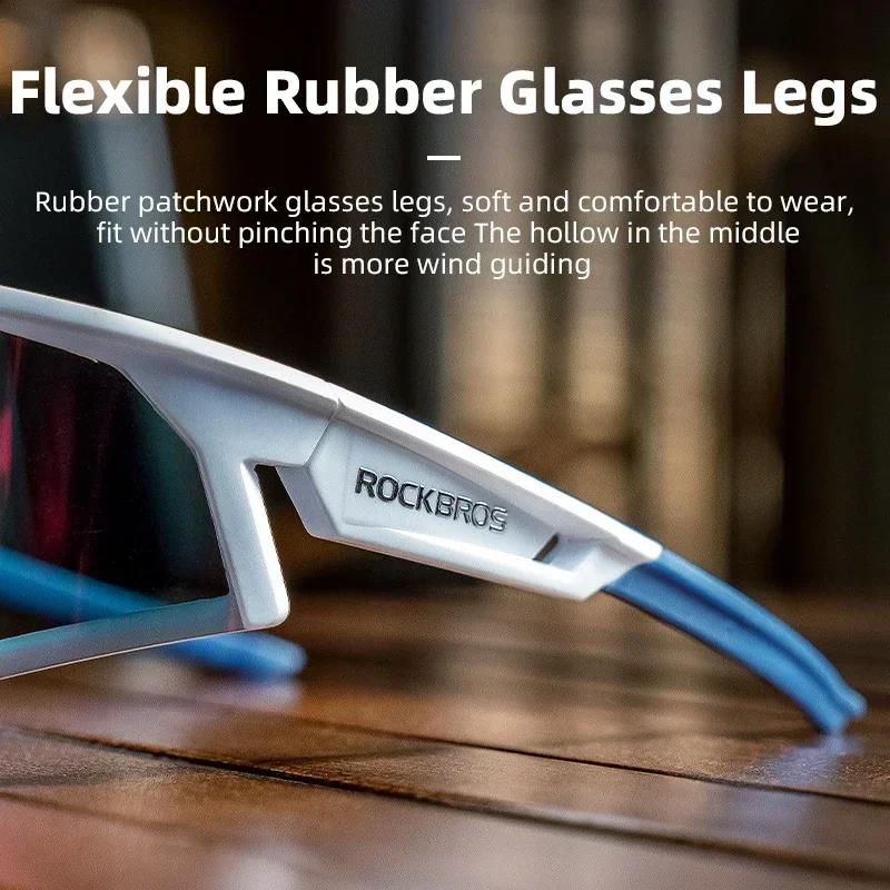 ROCKBROS Photochromic Bicycle Glasses Shades Goggle Large Frame Men Sports Bike Eyewear Sungless Adjustable Cycling Glasses