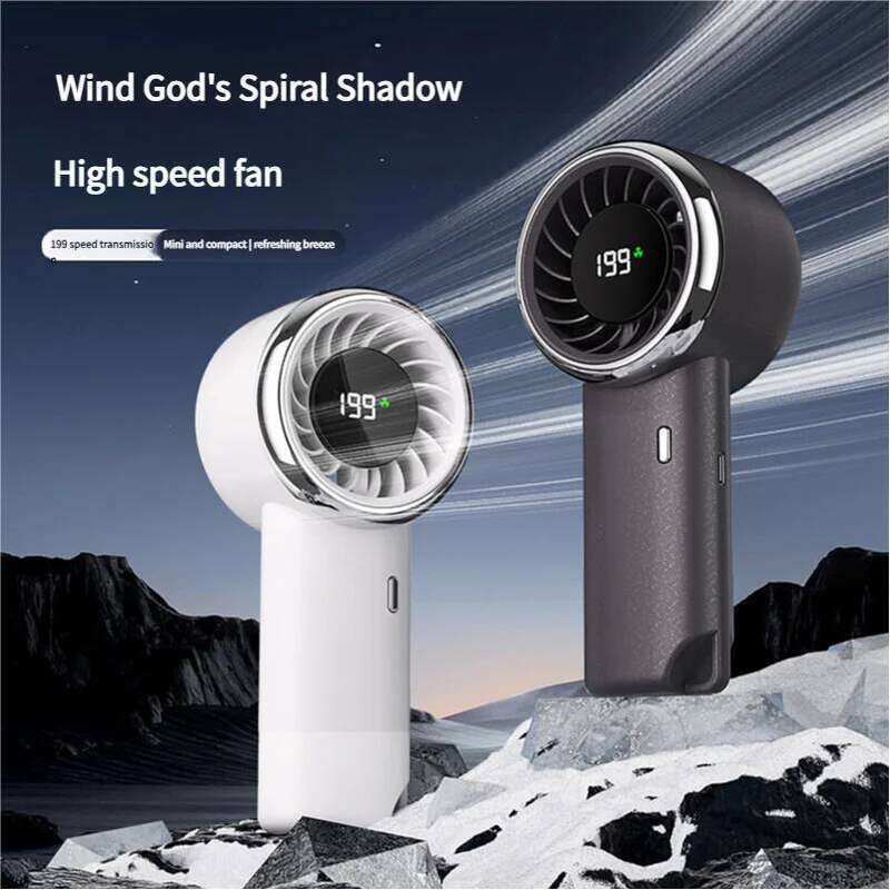 MEET SUN 199 Speed Portable Handheld Battery Operated Cooling Adjustable Small Desktop Fan With Digital Display