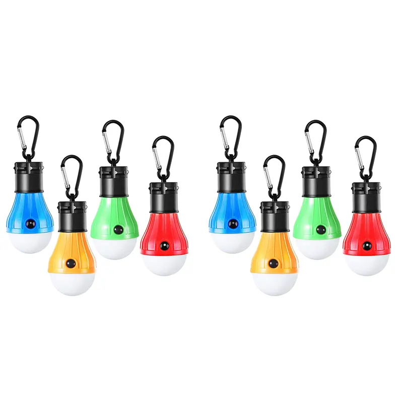 8X Compact LED Camping Light Bulbs with Clip Hook Portable Outdoor Tent Light Emergency for Camping Hurricane 4Color