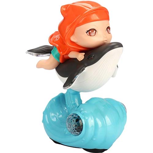 Cute Whale Girl Cartoon Doll Electric Swing Simulated Marine Animal Universal Directional Toy With Colorful Flashing Light And Music For Kids