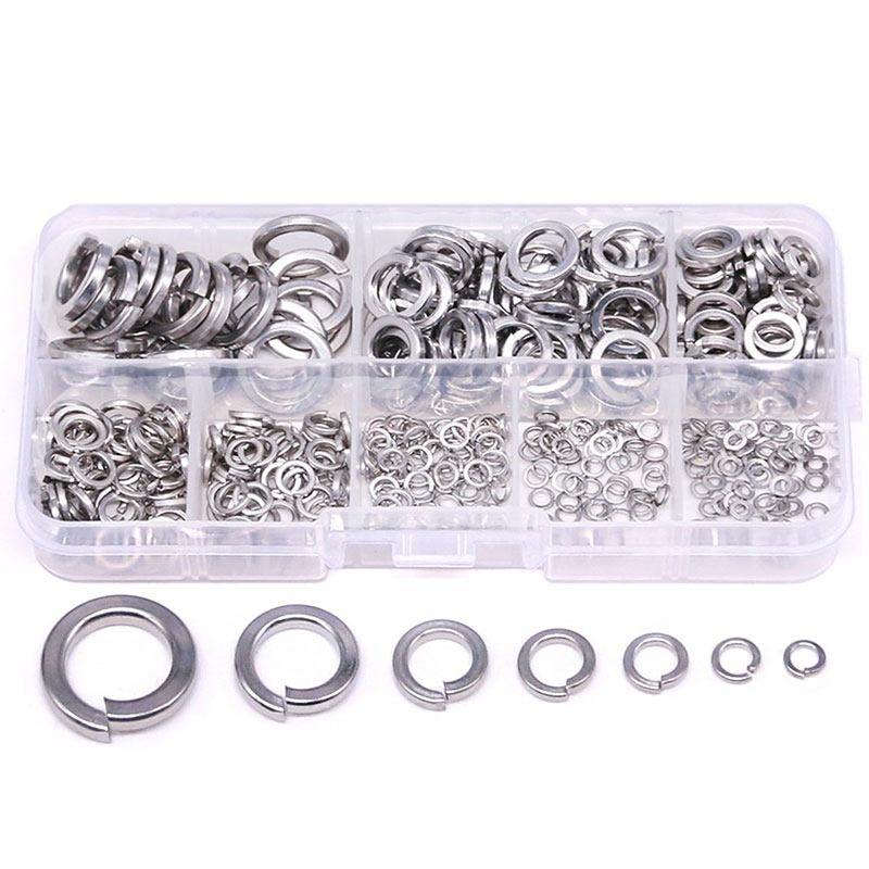 304 Stainless Steel Spring Lock Washer Set (410-Pcs,8-Size)