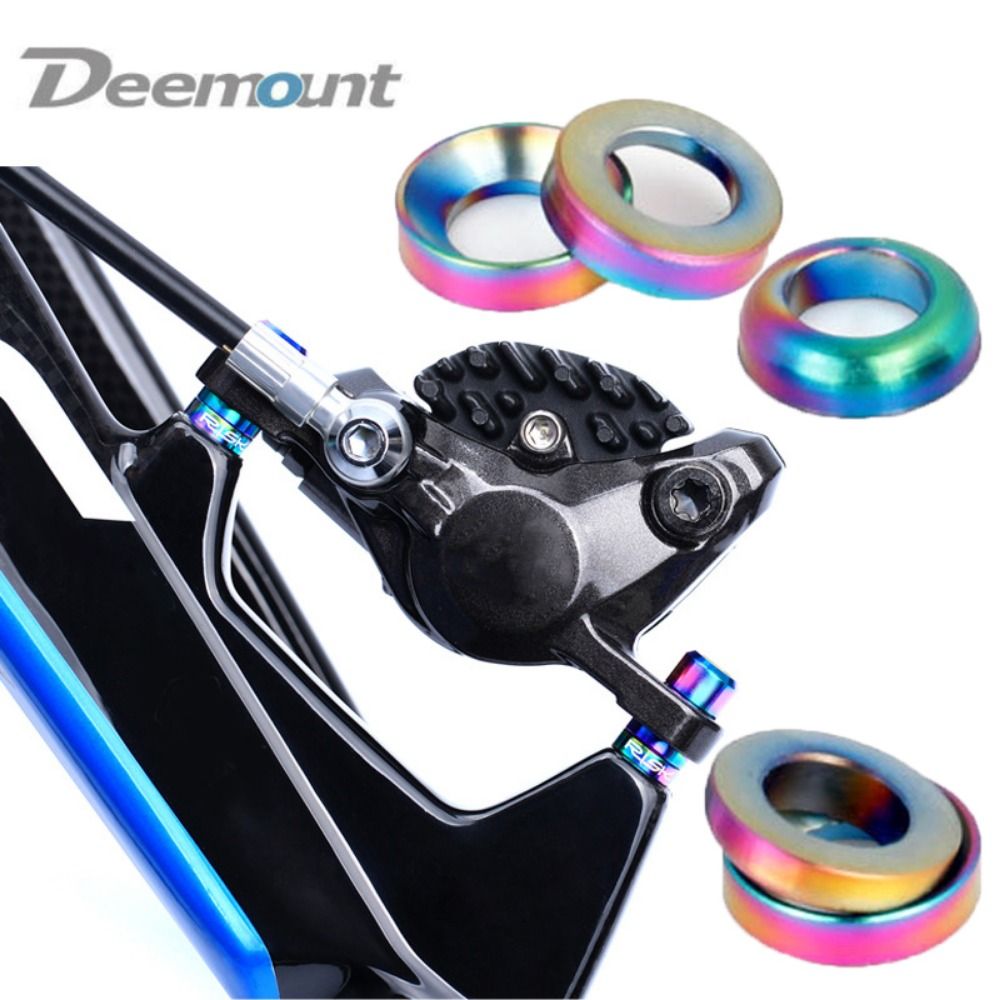 1Set 3 Colors Bicycle Parts Mountain BMX Bike Titanium M6 Concave XT Mounting Bolts Convex Washer Spacer Brake Caliper Group
