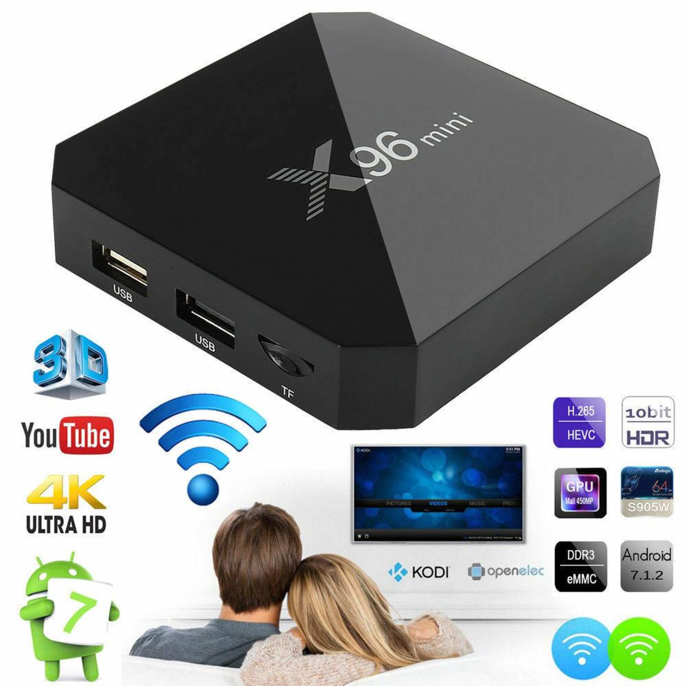 2Gb Ram 16Gb Rom X96 Mini Android 7.1 4K Tv Box Amlogic S905W Support 2.4G Wifi Lan H.265
