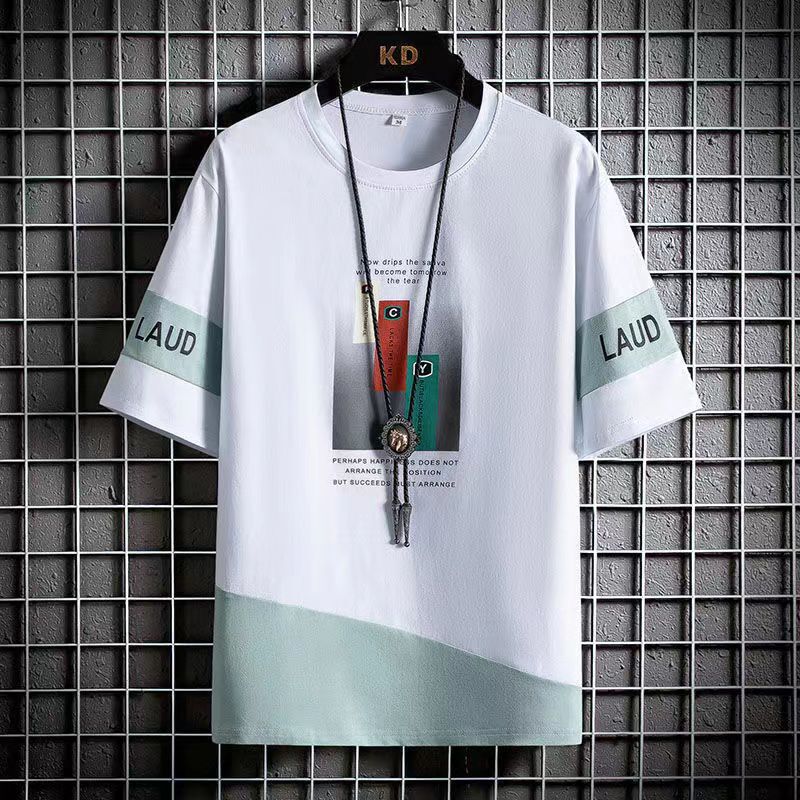 ( WHITE /XL ) Summer New Round Neck Short sleeved T-shirt Top Clothes for Fashion Brand Slim Fit Short sleeved T-shirt for Sports and Leisure Bles Online DZ-3A-03