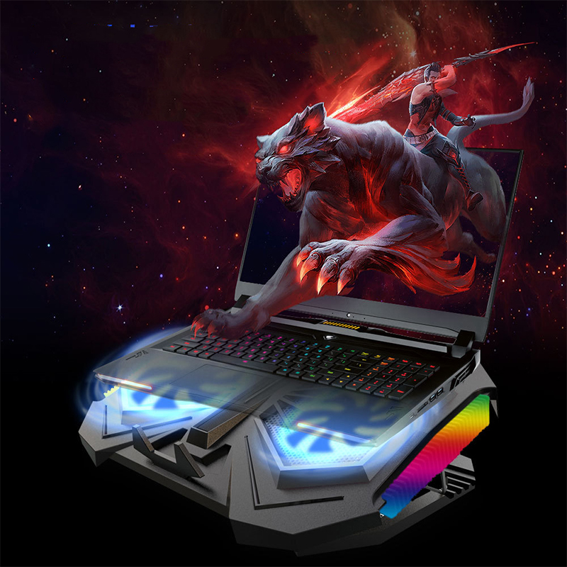 NUOXI Radiator YL-017 Professional 2 Large Fan Gaming RGB LED Backlit Speed Height Adjustable Stand And Cooling Pad For 9''to 18'' inch