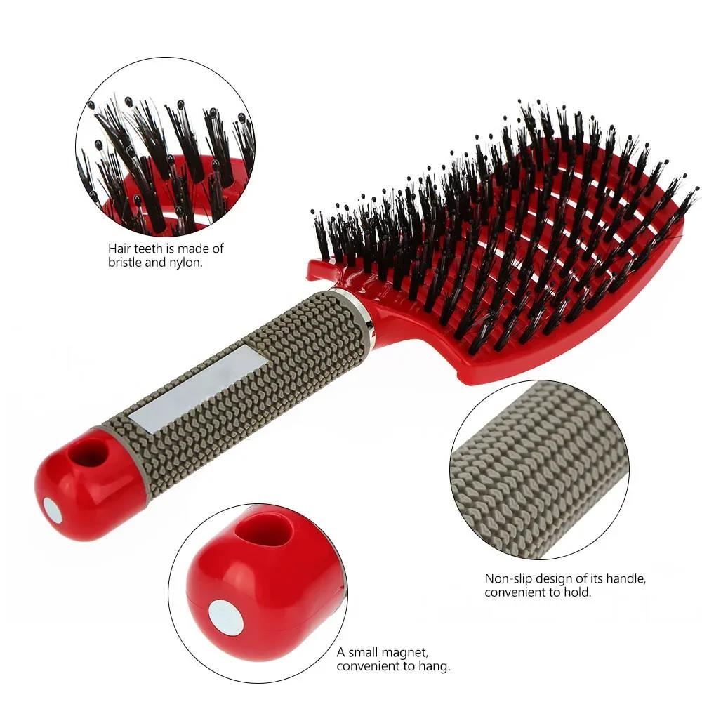 Wenefang Fashion Nylon Bristle Scalp Massage Hairbrush Comb Women Wet Curly Detangle Hair Brush Professional Salon Hairdressing Styling Tools