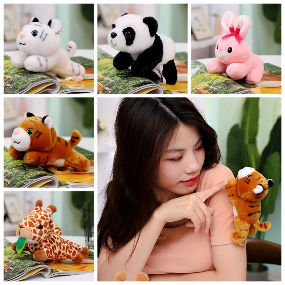 Children's Toy Stuffed Animals Magnetic Shoulder Plush Panda Tiger Clip on Shoulder Plush Doll Cartoon Cute Vivid Animal Plush Toy Kids Gift