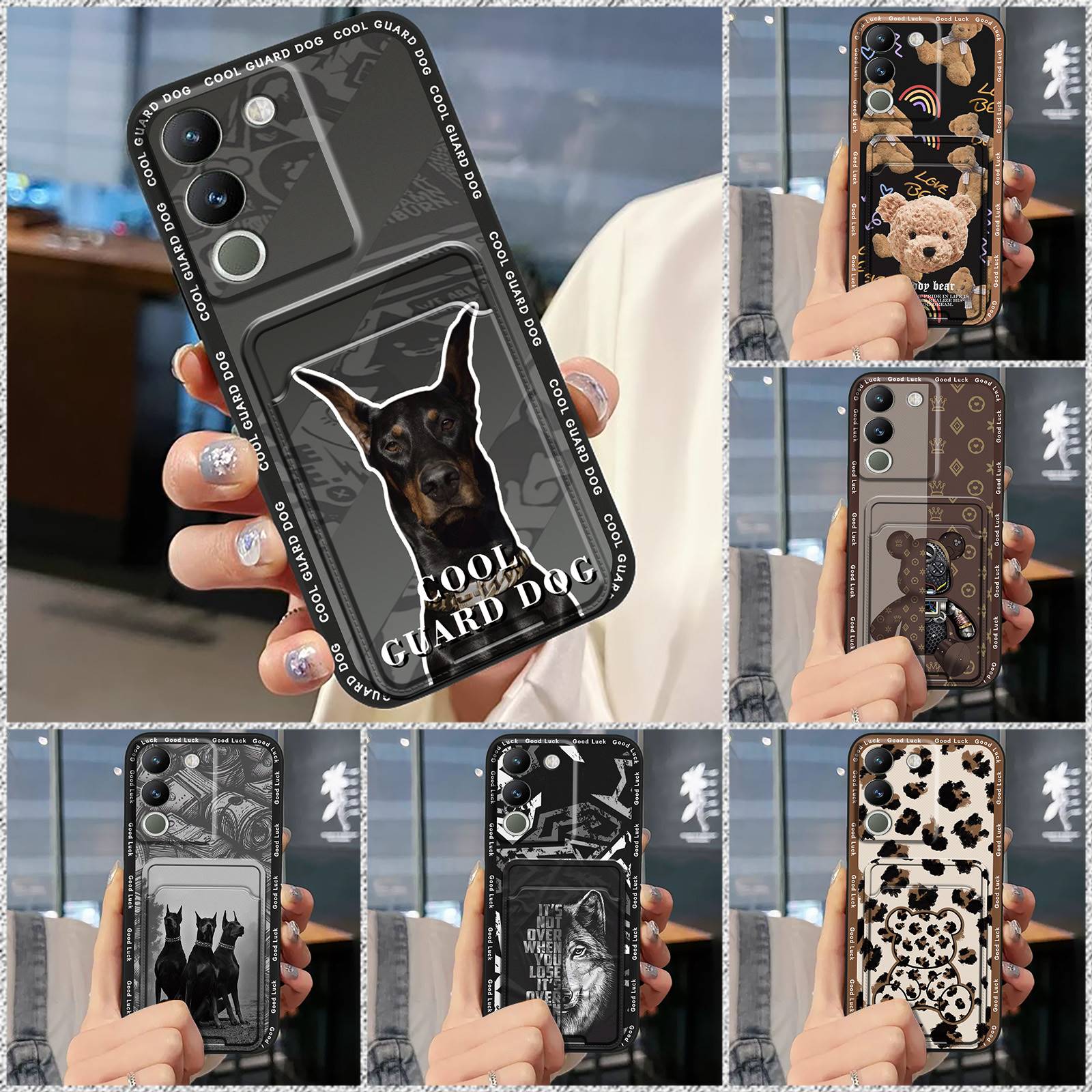 Soft case Card bag Phone Case For VIVO Y200 5G/V29E Global Dirt-resistant Graffiti Card sleeve Back Cover Silicone TPU