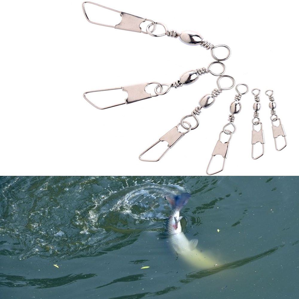 50pcs Lot Durable High Quality Barrel Swivel Hanging Snap Fishing Connector Stainless Steel