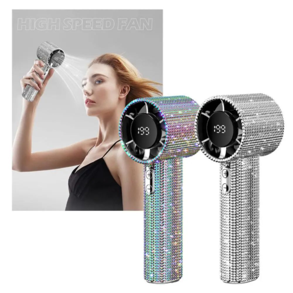 Powerful Small Size Mini Portable Fan Cute Design LED Powered LED Personal Fan Pattern Long-Lasting Battery Handheld Personal Fan Summer Use