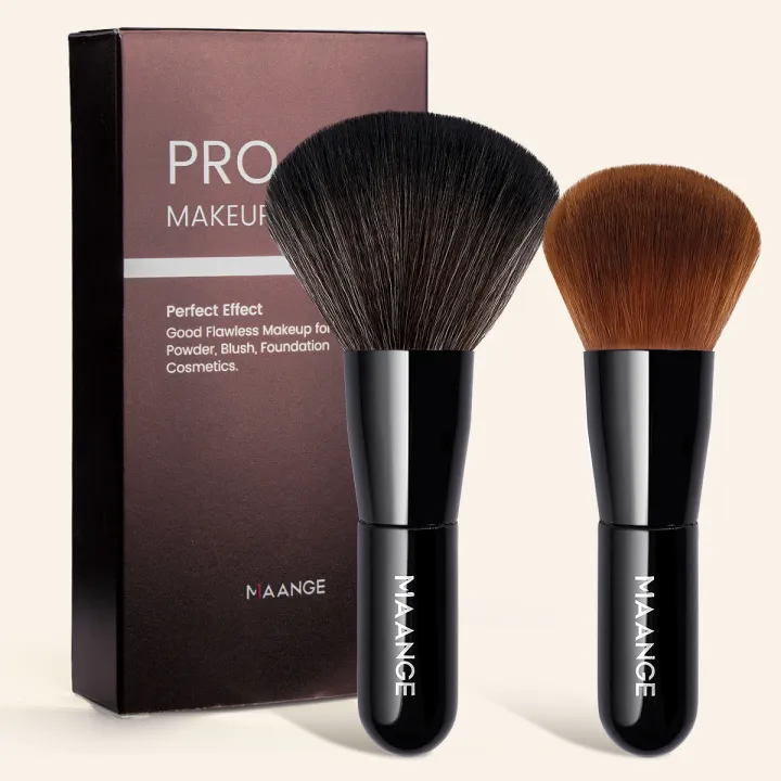 MAANGE 2Pcs Large Head Fluffy Loose Powder Brush Blush Brush Wooden Handle Makeup Brush MAG52015HB+ZH