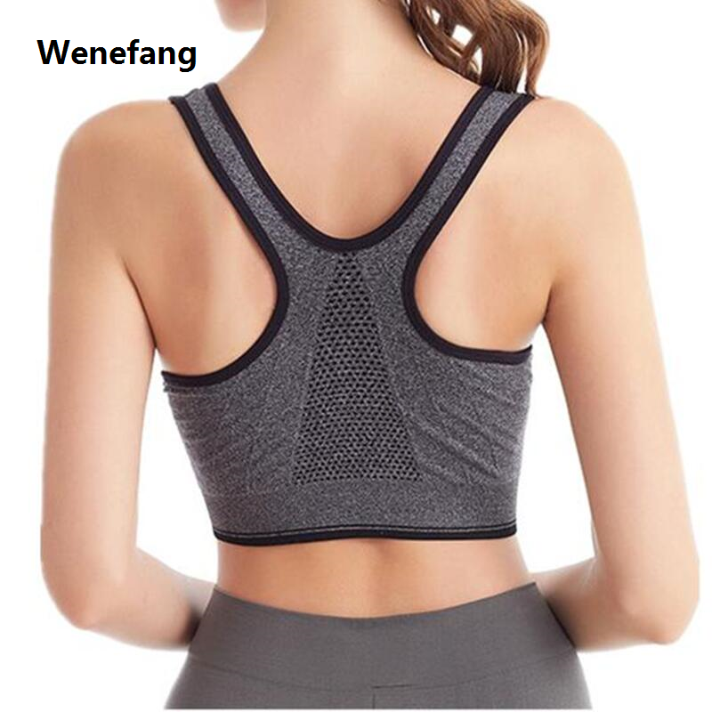 Wenefang Front Zipper High Stretch Breathable Sports Bra Top Fitness Women Shockproof Sport Bra for Running Yoga Gym Seamless Crop Bra