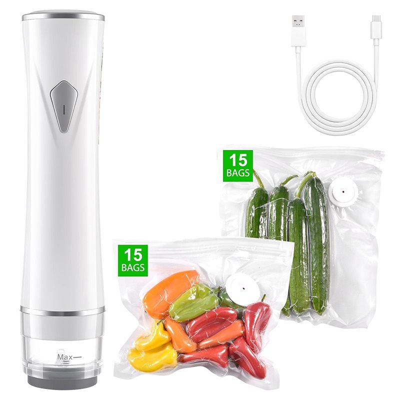 Reusable Bags Included Vacuum Sealer Machine Featuring A Visible Water Tank(30 Pieces)