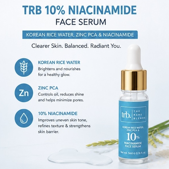 Trb. The Rare Blends Korean Rice Water, Zinc PCA & 10% Niacinamide Face Serum - 5ml