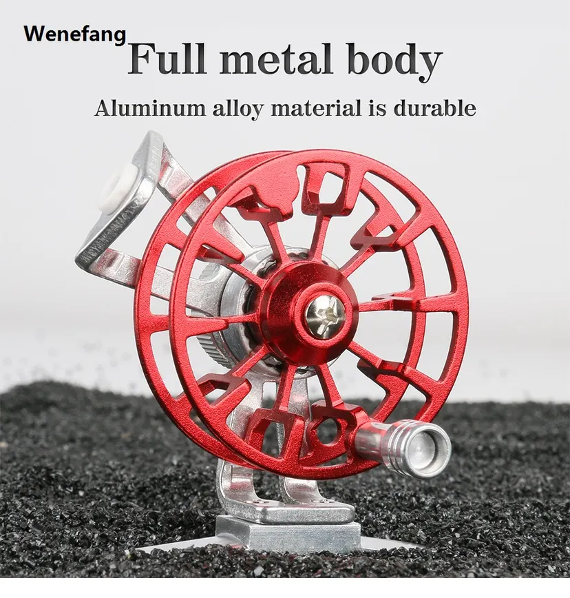 Wenefang DEUKIO Mini Winter Ice Fishing Reel Ultralight All Metal Front Hot Selling Reel Bright Color Live Fish Buckle 50MM Wire Wheel Line Cup