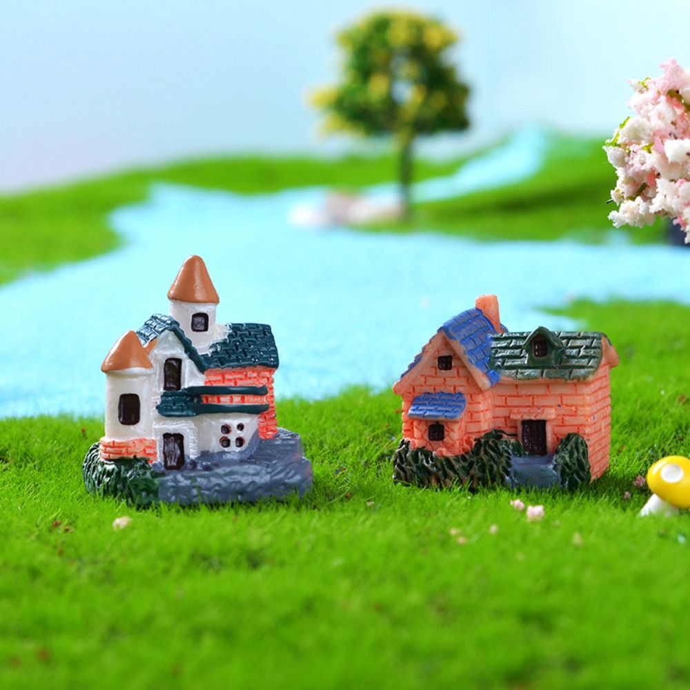Brick Villa Easy Use Handicraft DIY Landscaping Decorate Miniature Figurines Small House Model Artificial House Flower Pot Ornaments Resin Craft