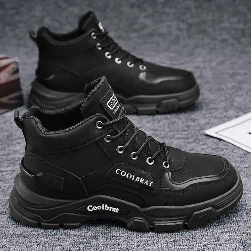 ( BLACK/41 ) Brand Mens Boots Light Non-slip Sports Casual Shoes for Man New Anti Slip Comfortable Mountaineering Boots Working Shoes Boots Bles Online DZ-35A-24