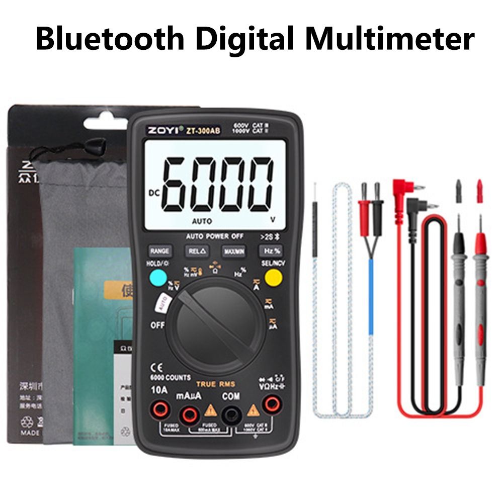 Portable Professional Bluetooth Digital Multimeter AC/DC Voltage Resistance True RMS Voltage Detector Multifunction High Accuracy Smart Multimeter Tester
