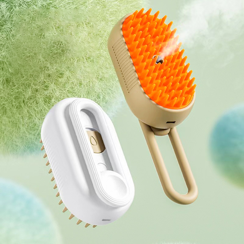 3-in-1 Pet Grooming Brush with Built-in Humidifier - Self-Cleaning Hair Removal Tool for Cats and Dogs, Reduces Shedding and Static