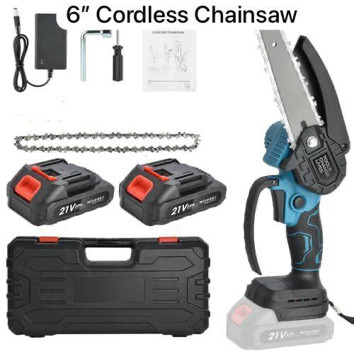 Cordless Chainsaw Tool 6 Inch Brushless Mini Chainsaw Portable Handheld for Garden Wood Cutting
