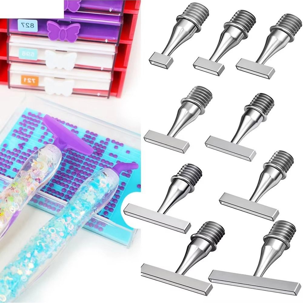 Practical Embroidery New Threaded Bits Accessories Cross Stitch Accessories Art Pens Diamond Painting Dot Drill Tool DIY Craft Replaceable Point Drill Pens for Embroidery Nail Art