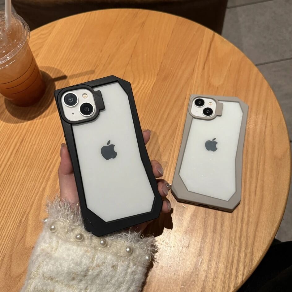 HODON Luxury Irregular Edges Transparent Phone Case For iPhone 17 16 14 11 12 13 15 Pro Max X XR XS Max Cases Shockproof Hard Frame Hybrid Armor Bumper Cover