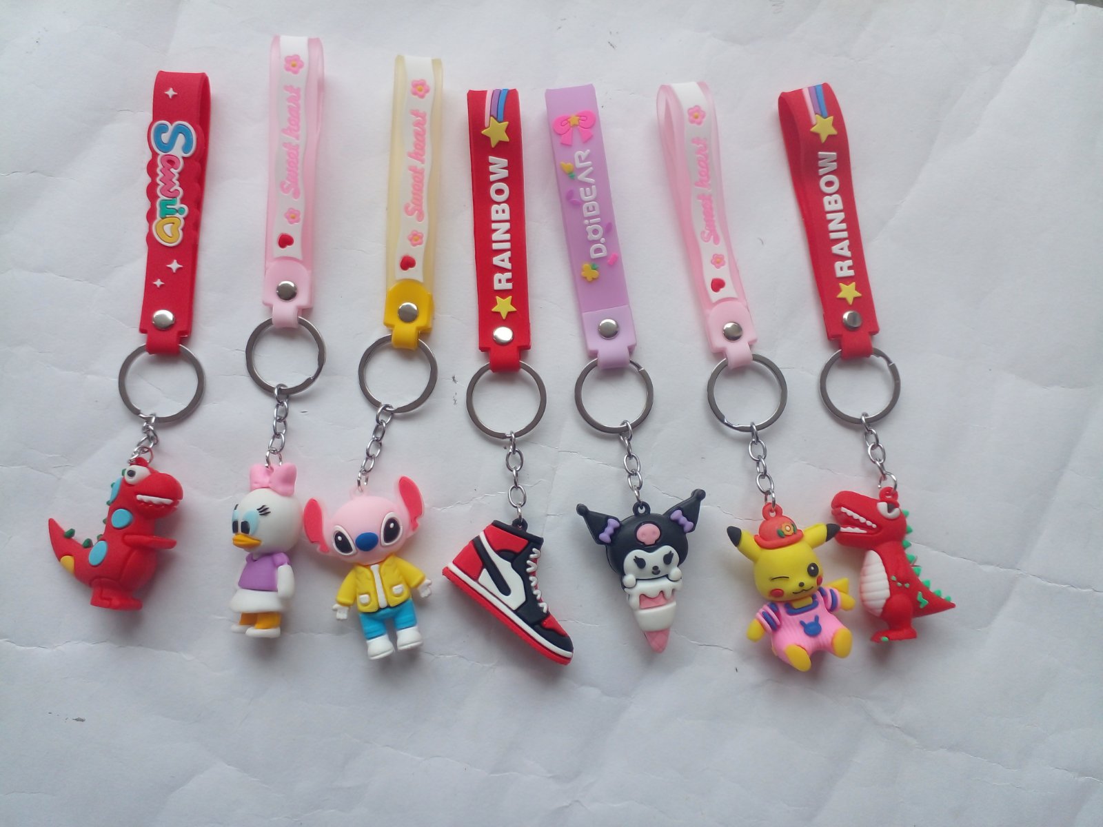 1Pcs New Fashion Silicone Keychains Disney Donald Stitch Trend Keyrings Cartoon Doll Pendant Keyholder for Backpack