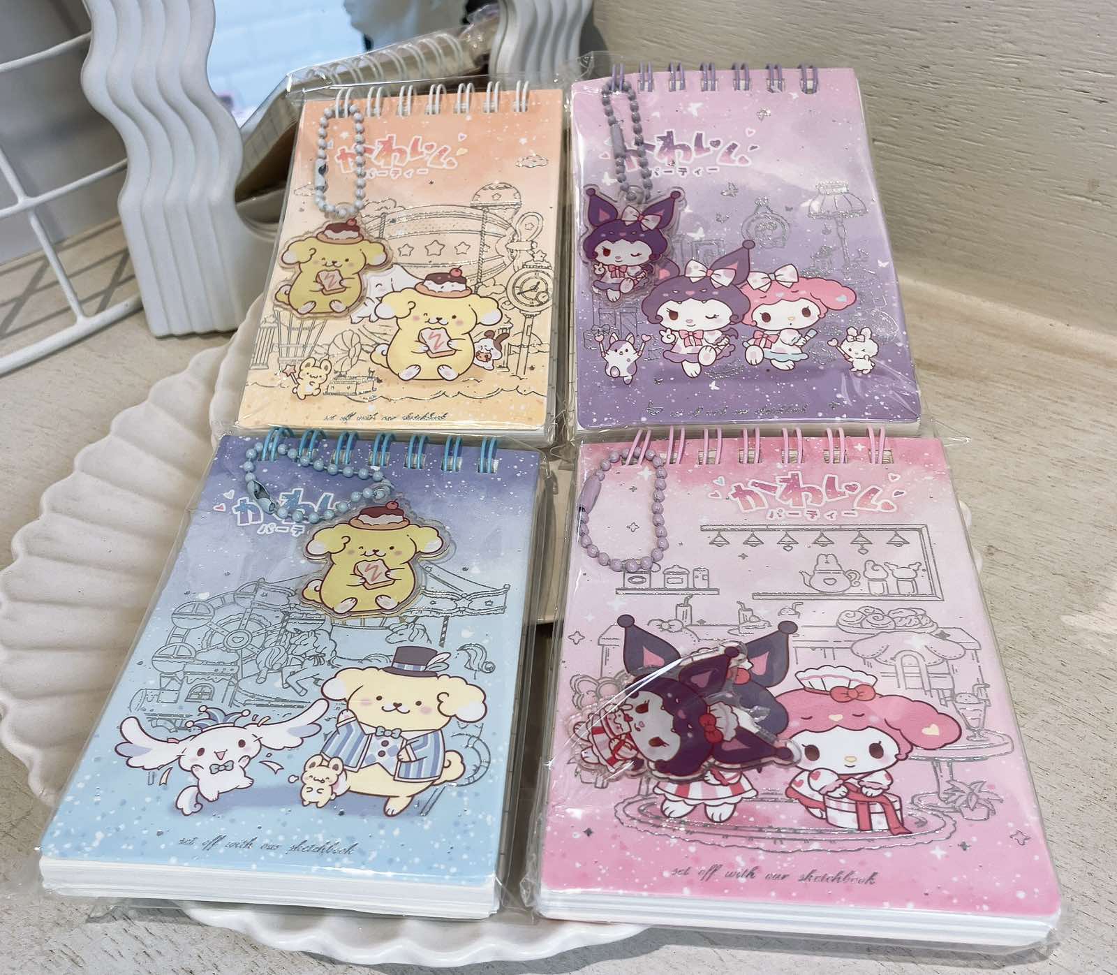 Masala Beads Mini Cute Kawaii Cartoon Character Kuromi Melody Cinnamoroll Pompompurin Design Note Book For Writing Mini Diary With Holder Daily Schedule Book Journal Notebook Stationary Accessories Student Supplies Gifts