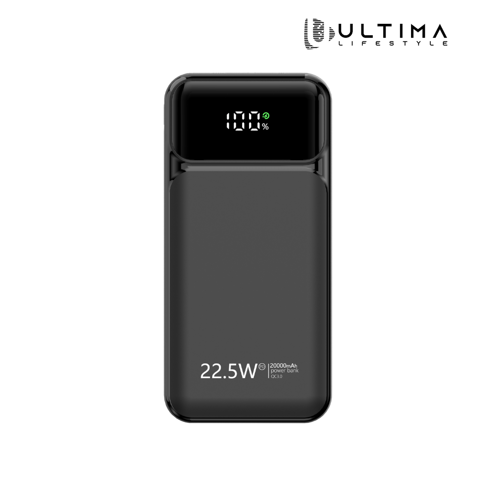 Ultima Boost 20K Pro 20000mAh Powerbank with 22.5W Fast Charging | LED Display | Triple Ports | Supports PD, QC3.0, Universal Compatibility | 2 Way Charging | ChargeSafe technology Power bank