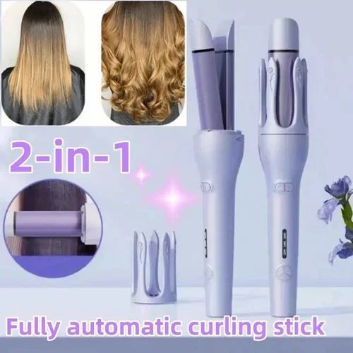 2 In 1 Automatic Hair Curler And Straightner With Temperature Control Auto Rotating Curling Anti Scalding Fast Heating Iron