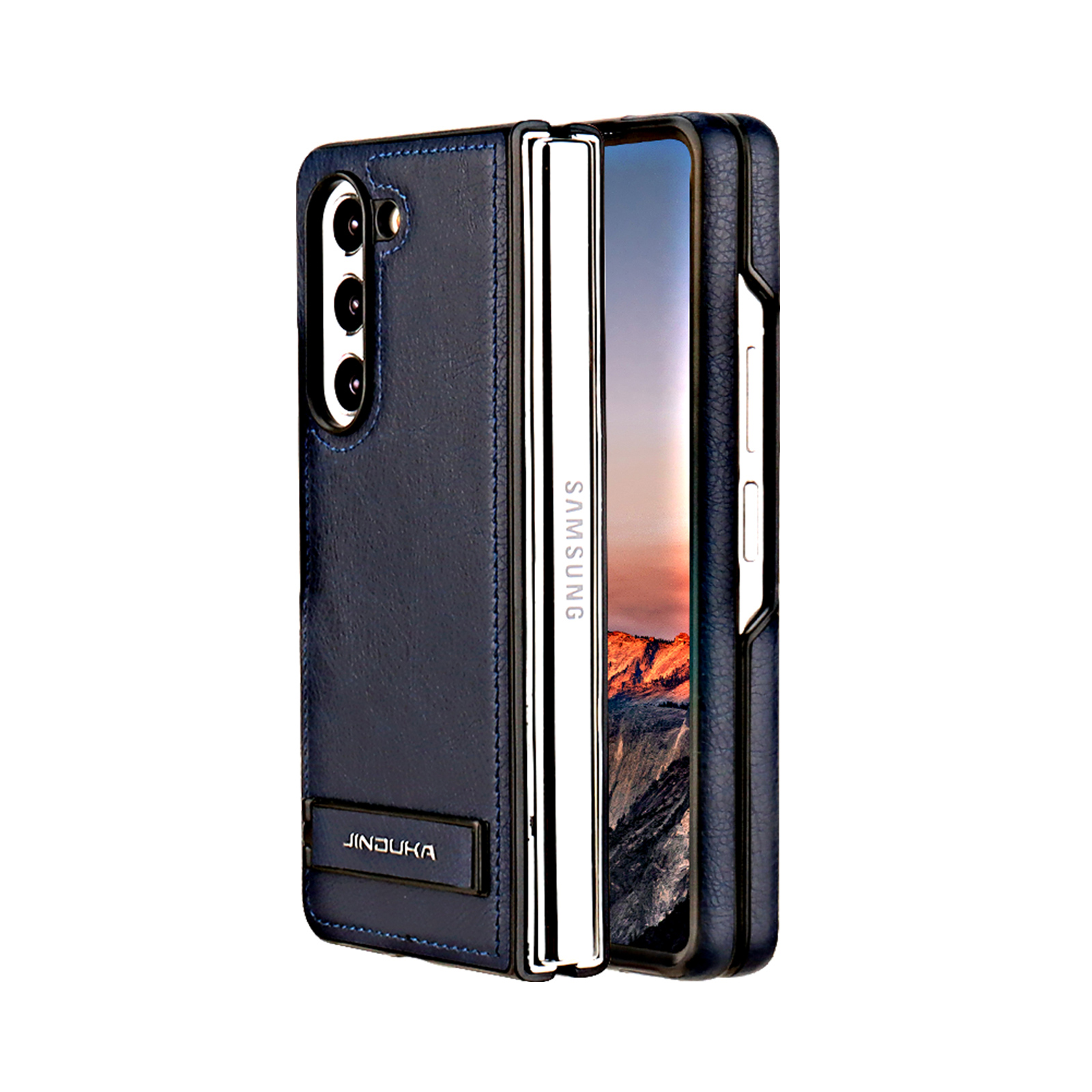 Linman HODON Luxury Folding Bracket Stand Holder PU Leather Phone Case For Samsung GLuxury alaxy Z Fold 6 ZFold 5 ZFold4 ZFold3 Cases Shockproof Bumper Protective Cover