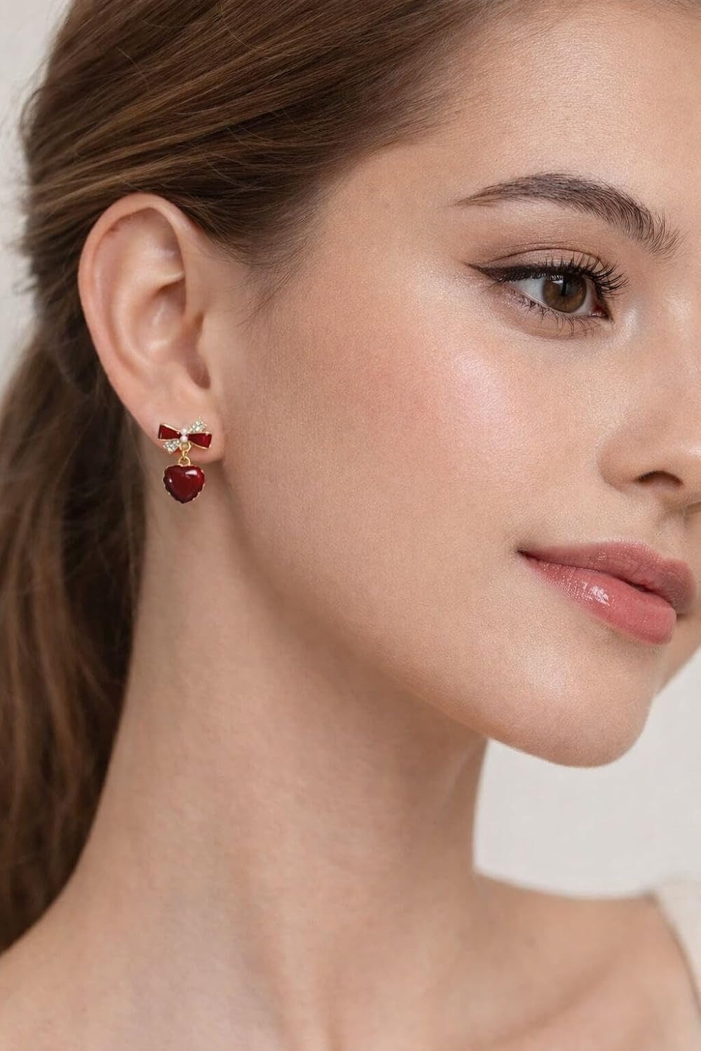 Earrings for Stylish Women Gold Plated Red Heart Korean Western Drop Dangle Earrings for girls
