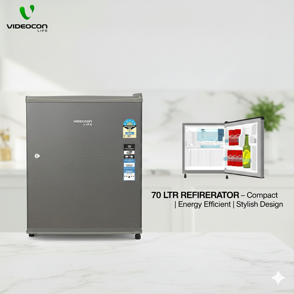 Videocon Single Door Direct Cool 120 LTR Refrigerator 5 Star Steel Color VCM VD-120SH